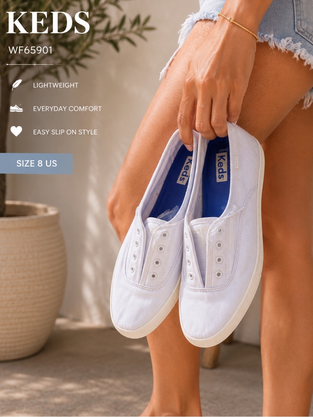 Keds Sky Blue Slip On Sneakers – Coastal Casual Y2K – Size 8 New